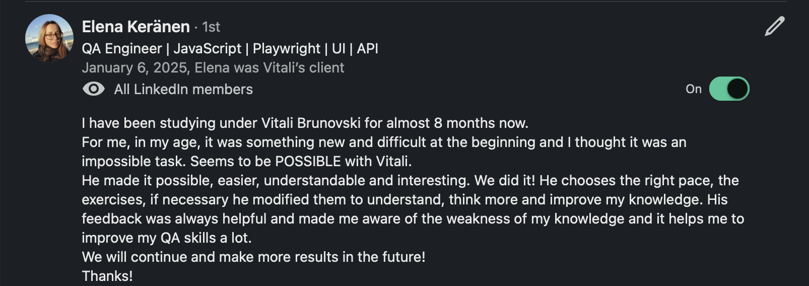 Отзыв студента